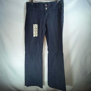 Mossimo Premium Denim Womens Straight Leg 2 Button Stretch Blue Trouser Jeans 6